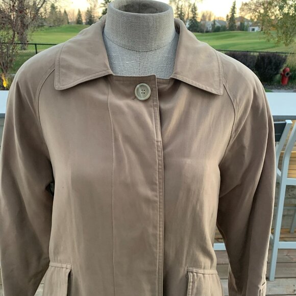 Vintage 80s 90s Trench Coat Overcoat Khaki Tan Long Classic Raincoat - Picture 2 of 16